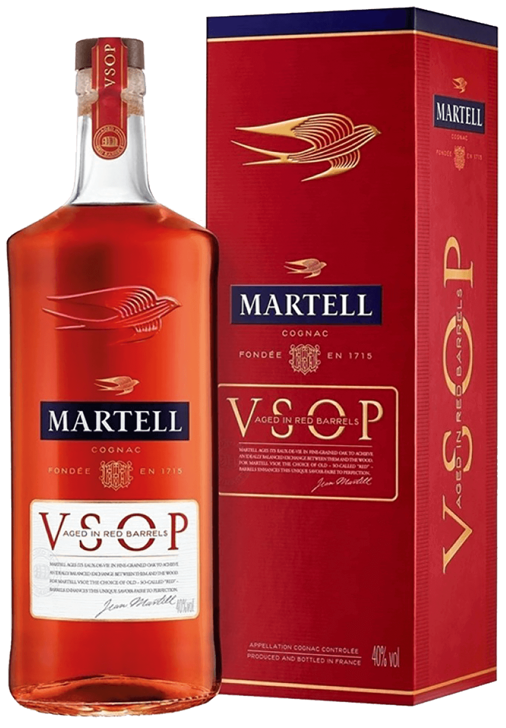 Мартель VSOP Эйджд ин Ред Баррелс в подарочной упаковке 0.7 л
