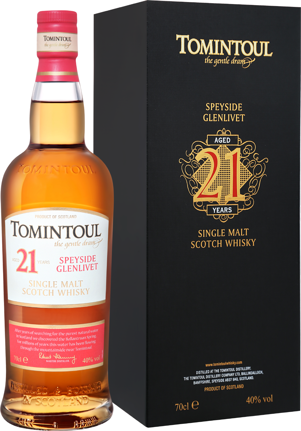Томинтул Спейсайд Гленливет Сингл Молт 21 Год солодовый виски в подарочной упаковке - 0.7 л